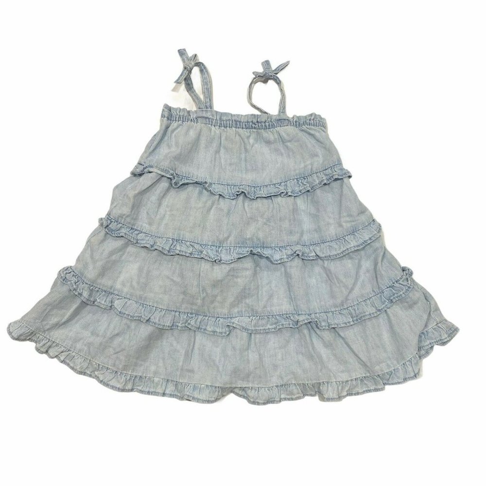 NWT GAP Baby Girl Tiered Ruffle Summer Dress Sz 2T Light Blue Sleeveless #576335 - Picture 1 of 7